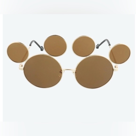 Japan Tokyo Disney Resort Disneyland Park Sunglasses Mickey Mouse Brown/Gold NWT - Picture 2 of 6